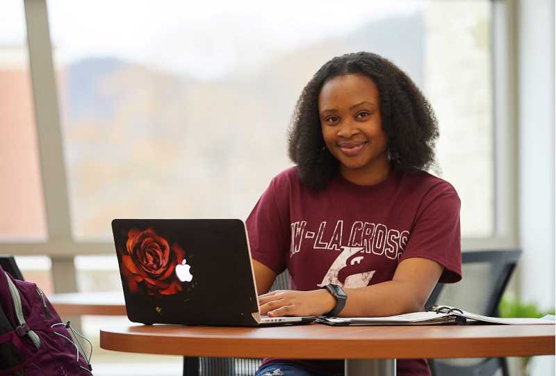 Vanessa Mbuyi Kaja, ‘21, is a cellular and molecular biology graduate student who will graduate in May. Mbuyi earned an undergraduate degree from UWL in microbiology. 