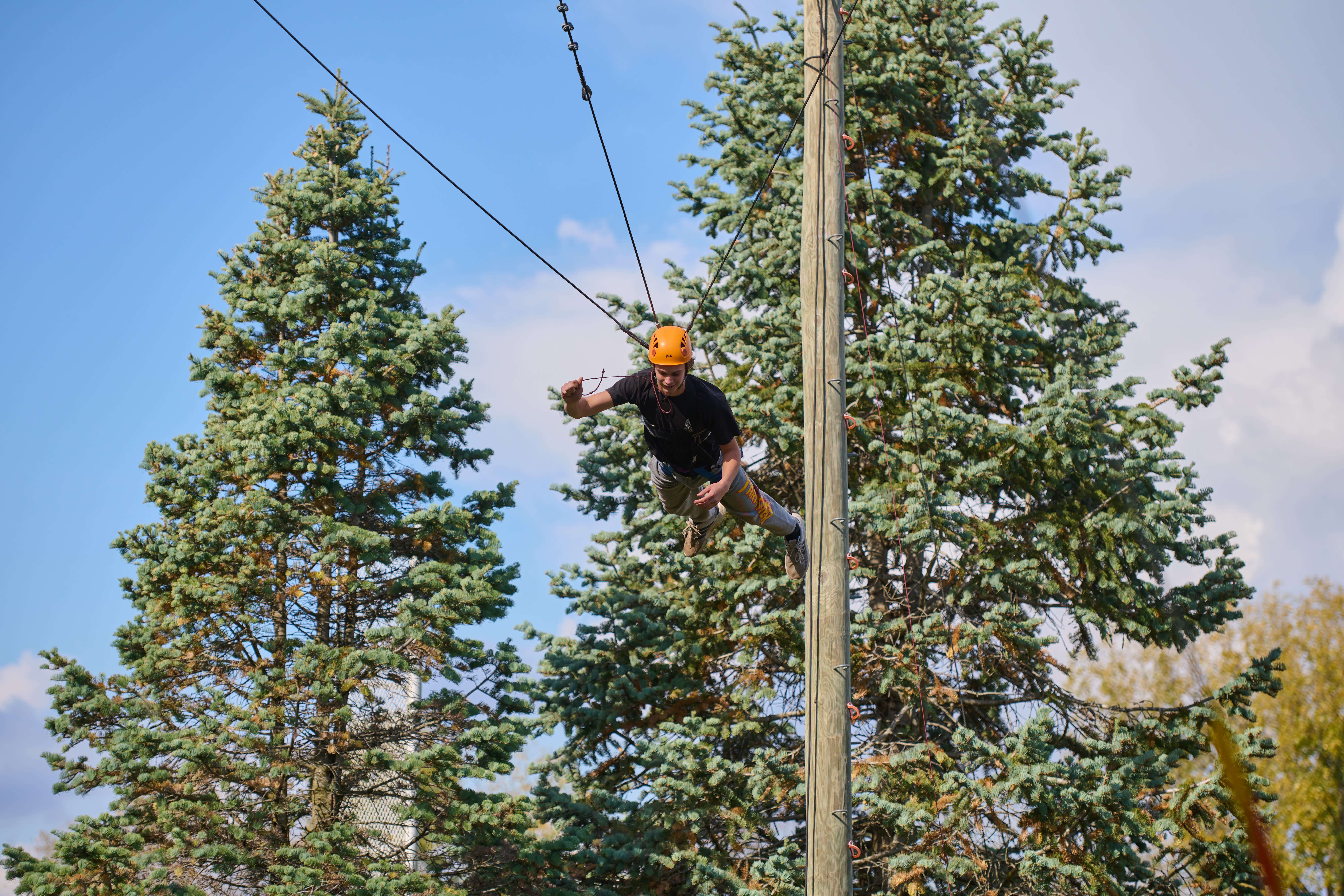 Student on UWL ropes course