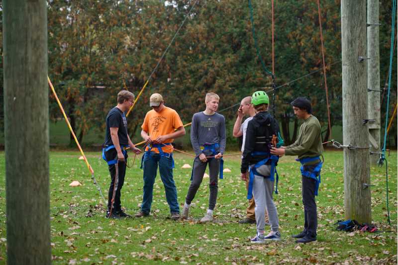 UWL ropes course with students