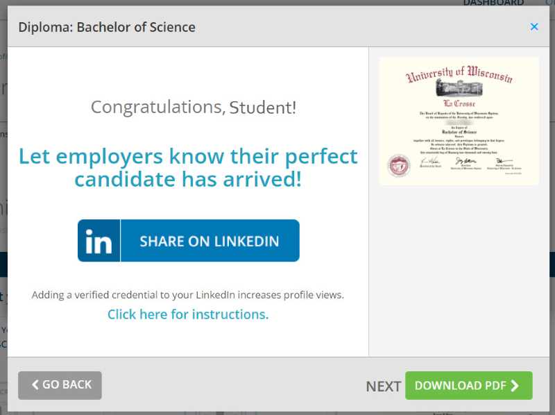 Share your diploma on LinkedIn or Facebook!