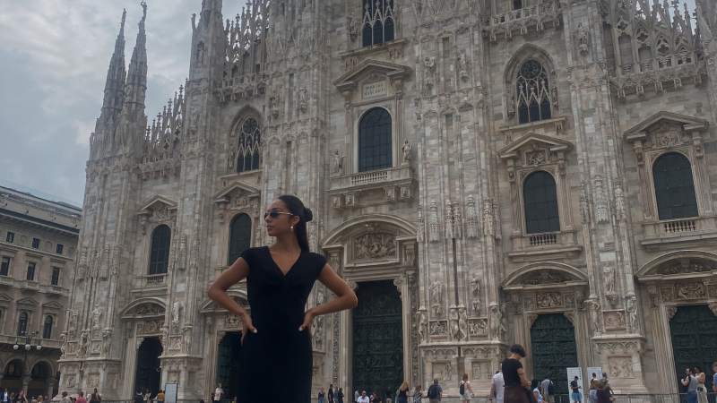 Anayeli taking in the sights of Milan Cathedral