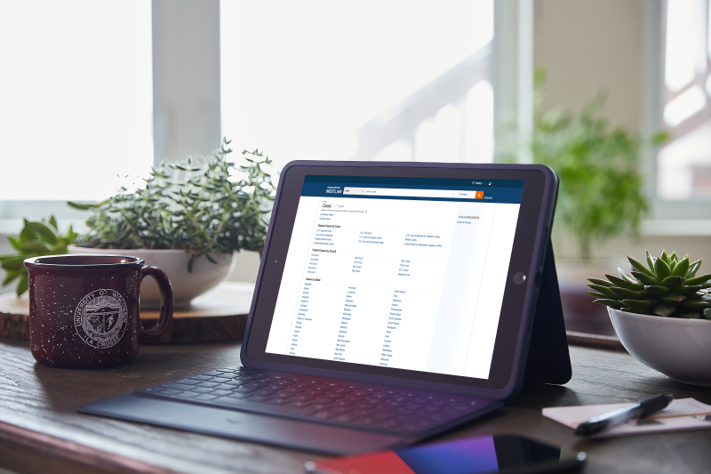 Westlaw Campus Research  interface on an iPad.