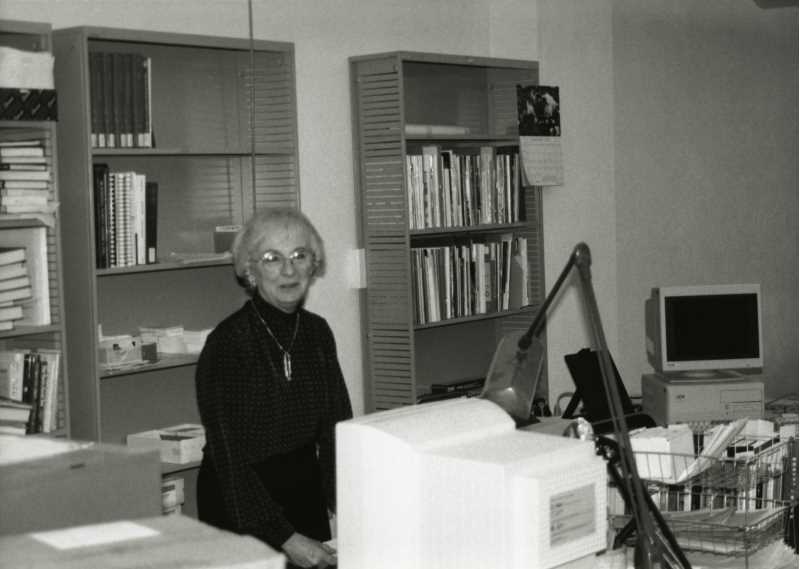 Yvonne Hyde on her last day of work in Murphy Library - January 6, 1995