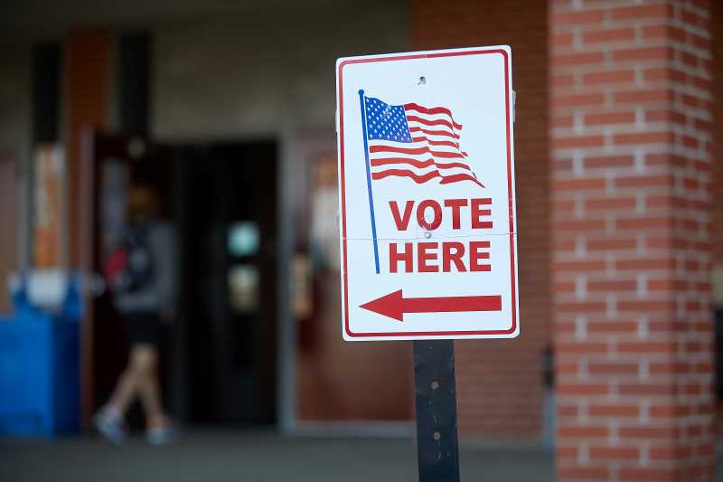 Vote here sign from 2020 at UWL