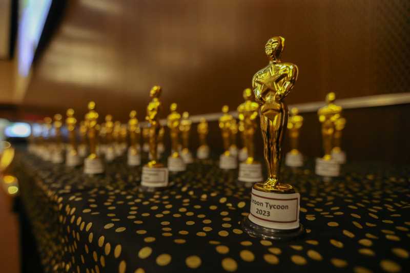 Trophies to be awarded at the Maroon Tycoon celebration at UW-La Crosse. The Maroon Tycoons are a select group of students who have dedicated their time and effort to finding and applying for scholarships. These students have been awarded over  $10,000 and some, even up to $30,000 in scholarships in a single academic year.