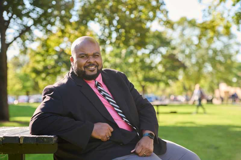 Damian J. Combs, a transfer student majoring in instrumental music education, says UWL is the perfect blend between large and small.