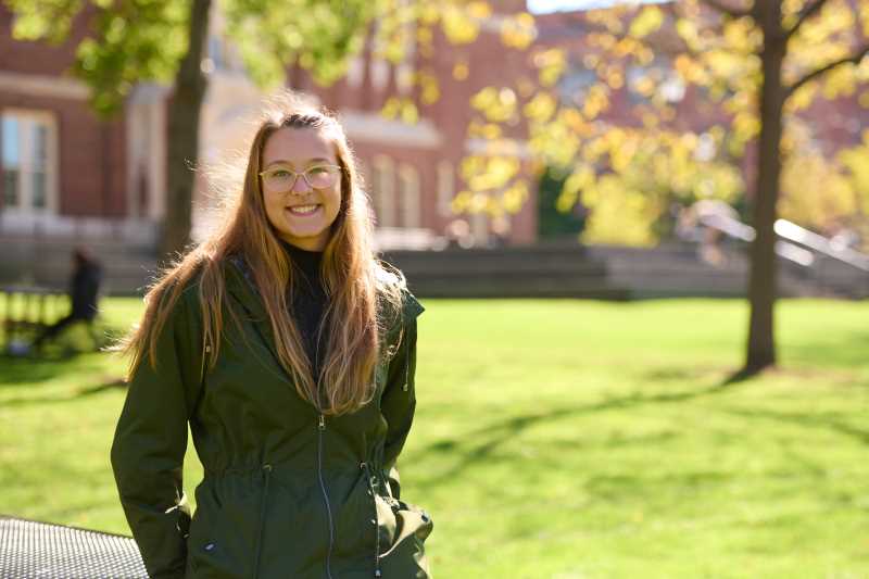 Emma Trettin, a transfer student majoring in geography, says she fell in love with UWL during her campus visit.