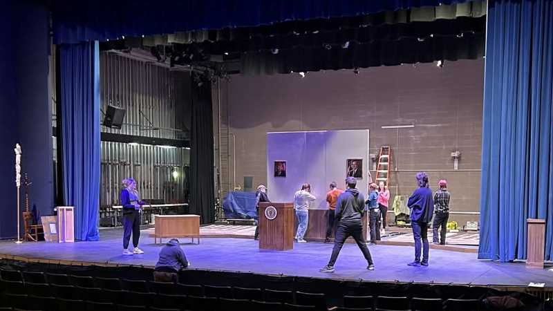 UWL's theatre crew received the coveted Golden Handtruck Award for their impressive technical work setting up and breaking down the production materials for the production of What the Constitution Means to Me.