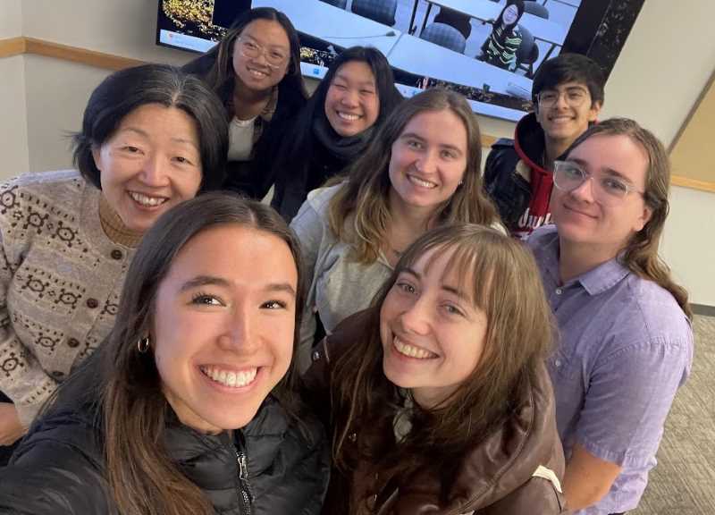 Students in Chinese 201 pictured with Hongying Xu, UWL associate professor of Chinese. Half of the class recently reached the intermediate mid proficiency level in Chinese after taking a nationally-recognized proficiency exam, qualifying them for the prestigious Global Seal of Biliteracy Certificate.  