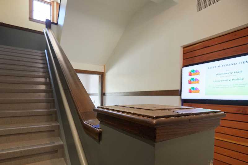 Those who’ve walked the stairs in Wittich earlier will recognize the woodwork in the stairways and surrounding areas.