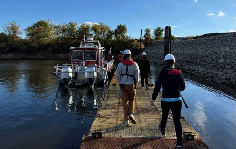 Students in Colin Belby’s Geospatial Field Methods course (GEO 410)  gained hands-on experience in hydrographic surveying through a unique partnership with J.F. Brennan.