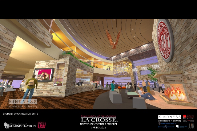 Interior image of the new student center. 