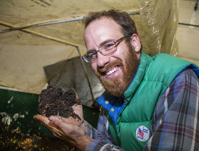 Zack Gaugush, vermicompost manager for Hillview Urban Agriculture Center.