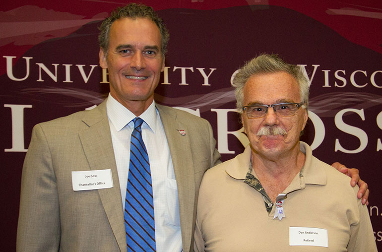 Chancellor Gow with Donald Anderson photo. 