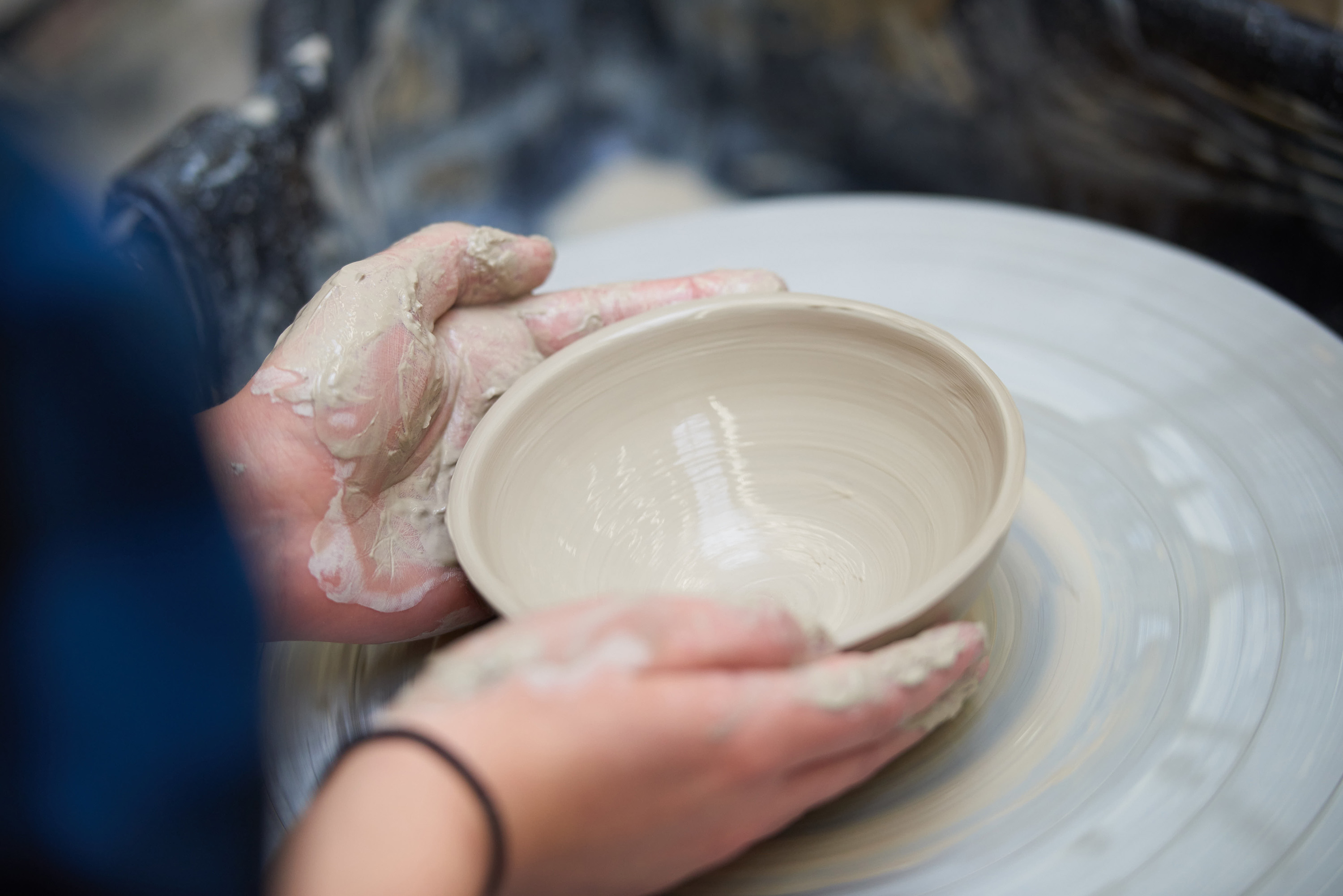 UWL students in the ceramics studio demonstrated ceramic techniques and showed examples of ceramic work from around the world. 