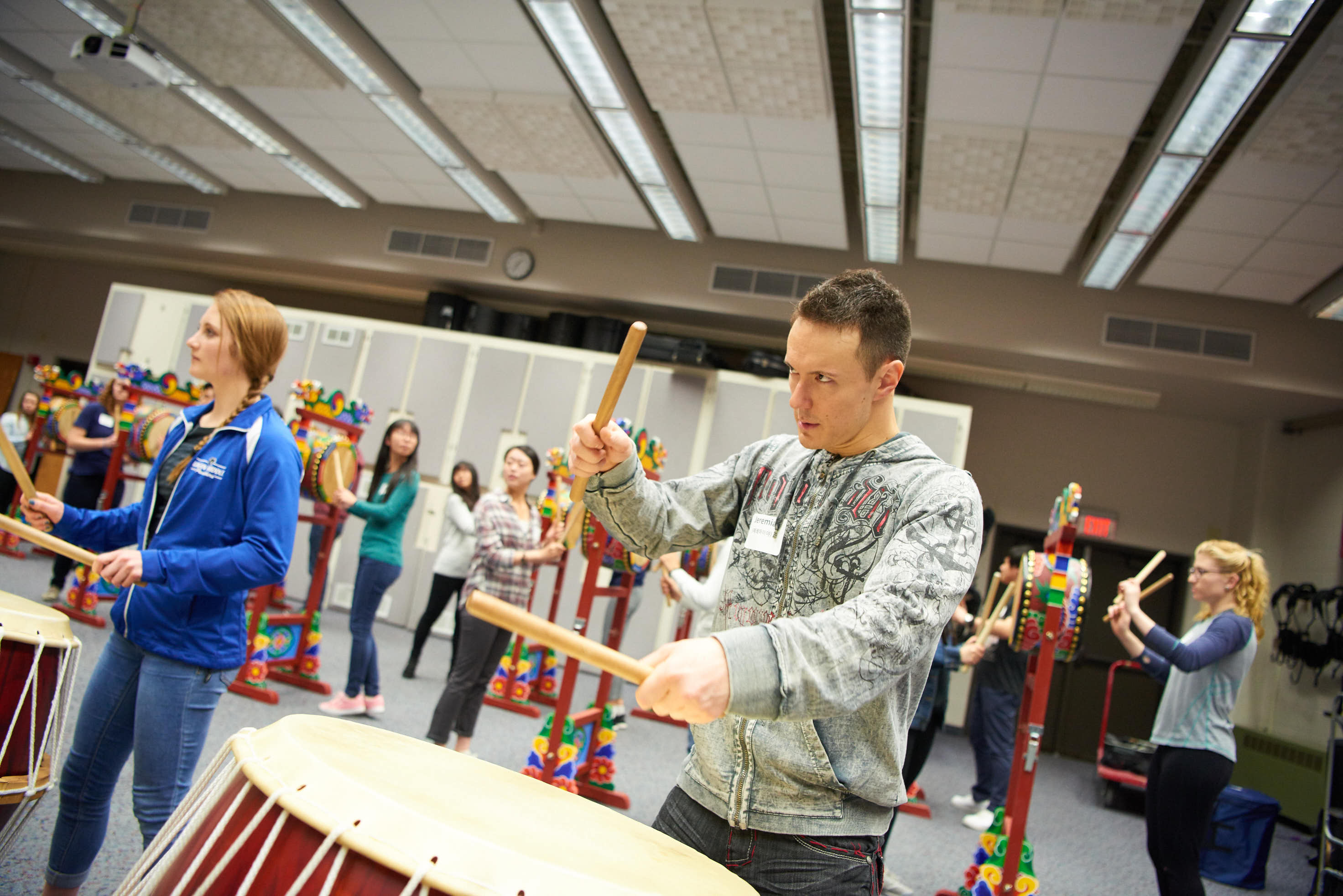 A drumming workshop lead by the Seojung Dance Co. engaged UWL students and staff on April 1