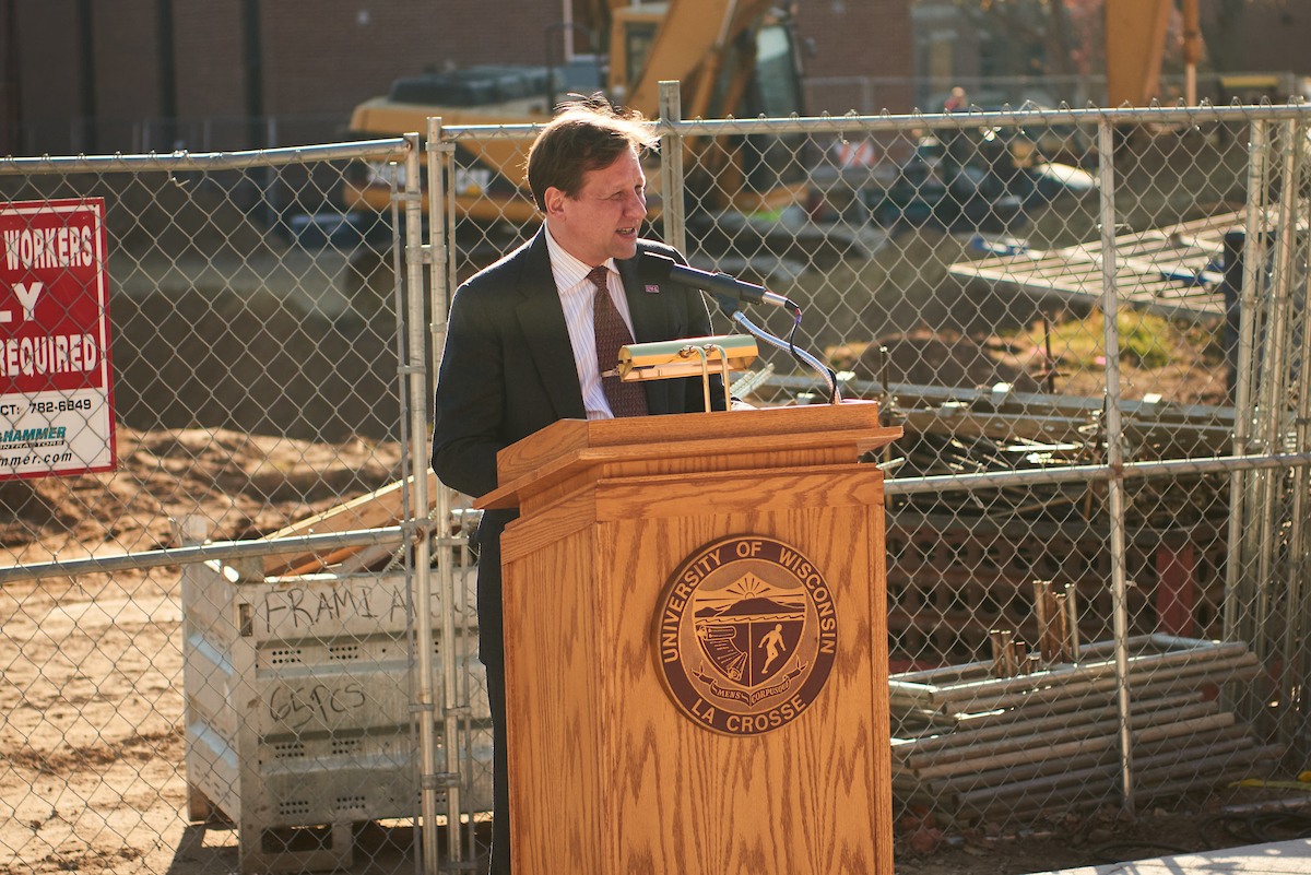 Aarron Monty, Chemistry, Spoke on behalf of the faculty. Monty said in 1966 the Cowley Hall of Science supported 56 instructional faculty. Today, most departments have trippled in size, leading to 135 total faculty crammed into the buidling.