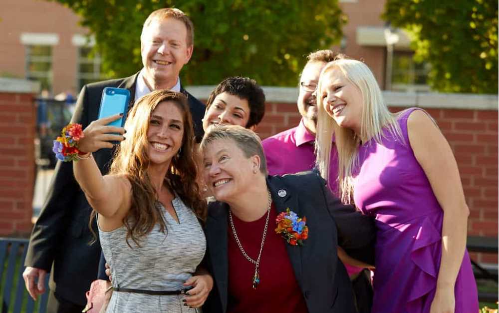 The 2017 Distinguished Alumni take a group selfie before the ceremony. 
Read more →