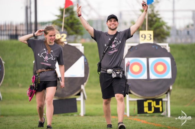 UWL Archery Club team members earning the gold medal at national outdoor competition were, from left, Andrina Savor and Owen McCann.