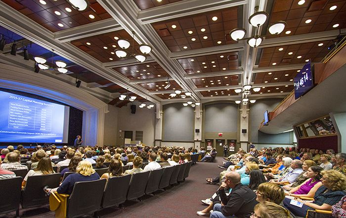 Image of Graff Main Hall auditorium during 2014 Chancellor's University Address. 