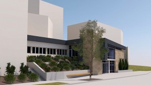 artisitic rendering of main entrance to Center for the Arts renovation.