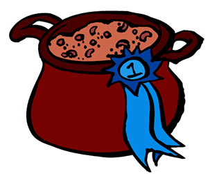 Chili with blue ribbon. 