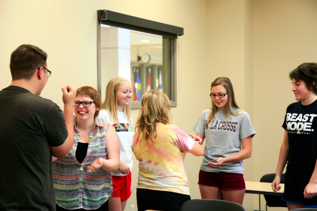 image of several eagle guides playing a game. 