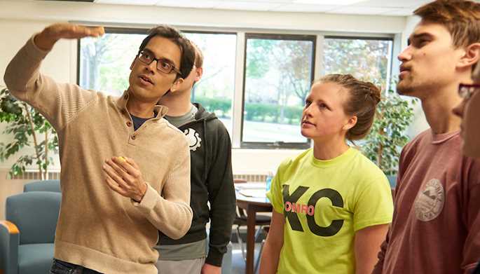 Tushar Das, left, associate professor of Mathematics and Statistics, with UWL students Kelly Emmrich and Hunter Rehm. UWL Mathematics and Statistics faculty are eager to support students interested in pursuing a degree in the field. 
Read more →