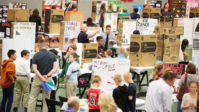 Area kids in grades 6-8 presented scientific experiments and math games they designed during the Science & Math Expo at UW-La Crosse’s Mitchell Hall Fieldhouse on Tuesday, May 9. Kora Malecek is at the right bottom. 
Read more →