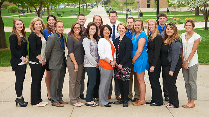 Cordial Gillette, assistant professor of Exercise and Sport Science, pictured with her Exercise and Sport Science class. 