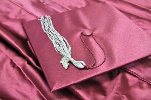 graduation gown and mortarboard