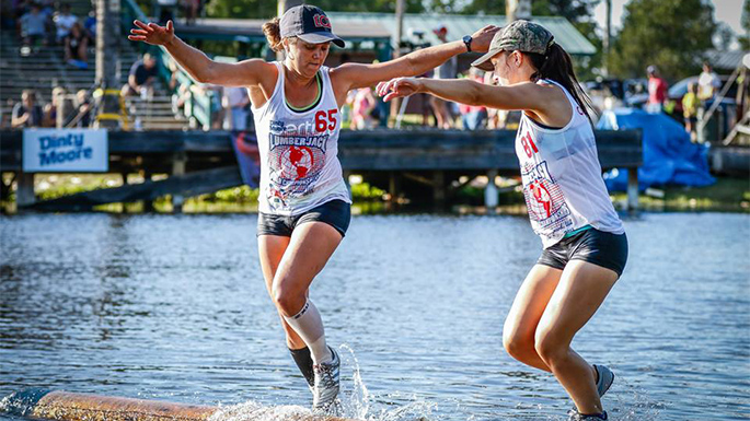 Katie Rick, ’08 and ’12, rolling against Maggie Penning of Hayward at the World Championships in summer 2015. Photo courtesy of Aperture by Steve Davis.