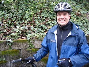 James Longhurst, UW-L assistant history professor, tours bicycle lanes and accommodations of Portland, Oregon.