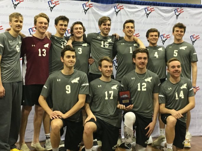 UWL students attending the national Men’s Volleyball Club finals included in back, from left, Phil Weisbecker, Josh Ketterhagen, Ben Miller, Eric Peterson, Jake Carpenter, Adam Baltz, Josh Gableman and Nick Stahn; and front, from left, Matthew Murphy, Stephen Hitchcock, Nick Wiegand and Ben Knetzger.