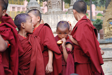 Monks line up to receive treatment