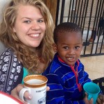 Anna Monson pictured sitting with her host brother.