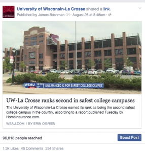 Campus Safety Facebook Post