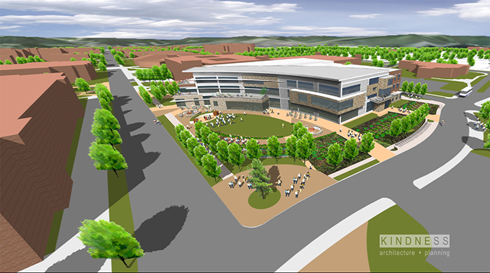 artistic rendering of the new student center