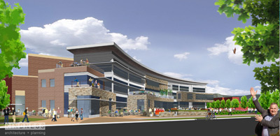 Drawing of proposed new student union.
