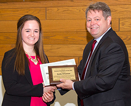 Student of the Year Emily O'Connor posting with Associate Vice Chancellor in Academic Affairs Fred Pierce.