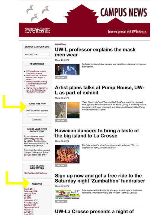 Artwork of Campus News page. 