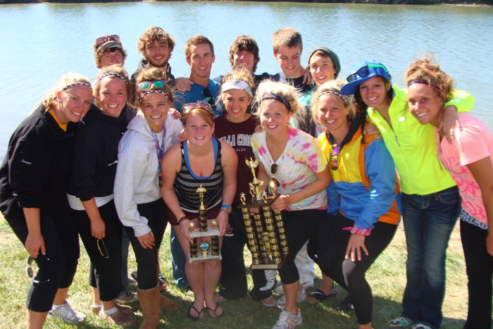UW-L Water Ski and Wakeboard competitive “A” team is pictured after winning the Midwest Regional Championship trophy.