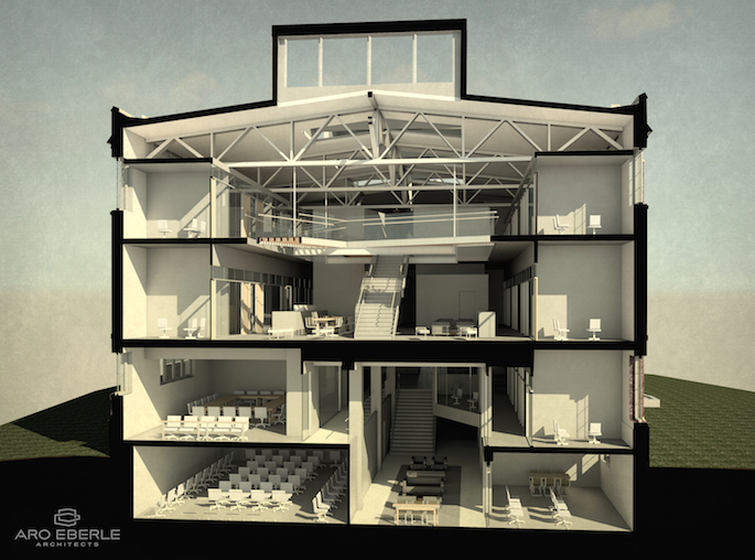 sectional rendering of the building with new floor added.