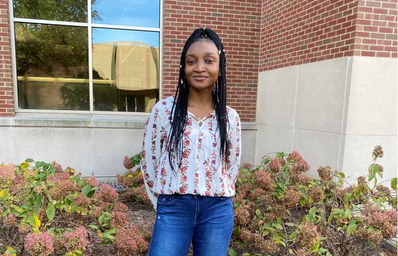 Manigbe Kenneh, a transfer student majoring in biology with pre-med track, says students should take advantage of the resources around them.