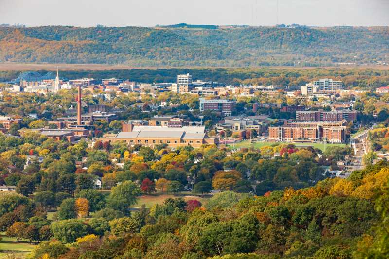 A view of the UW-La Crosse campus from the bluffs.