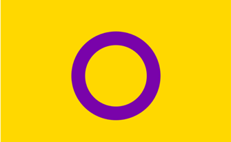 Intersex Pride - Yellow background with a purple circle in the middle