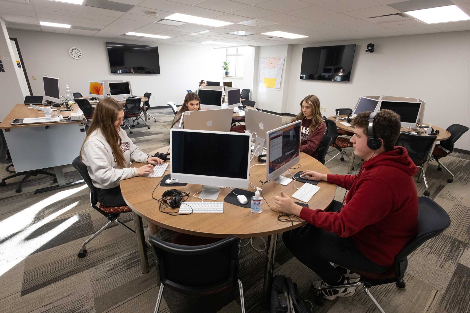 The new Communication and Media Lab (CaML) offers CASSH students and faculty a space for research and production using new and emerging digital media technologies.