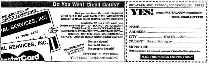 “Do you want credit cards?” The Racquet [newspaper], April, 27, 1995, 4. 