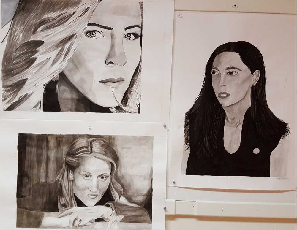 Drawings by students in our ART 160 class, Spring 2021