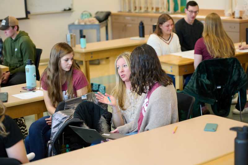 Students talk with faculty